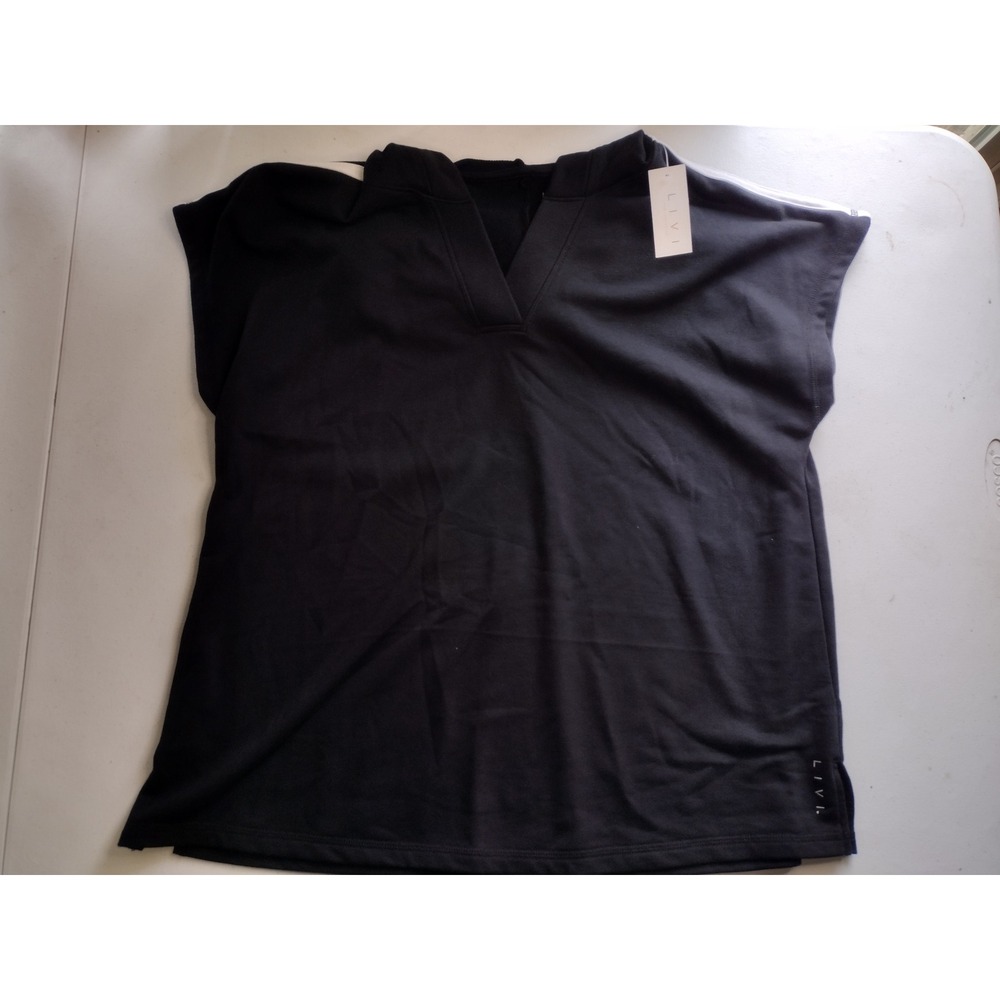 LIVI Lane Bryant Womens Black Hooded V-Neck Activewear Top Size 14/16‎ NWT